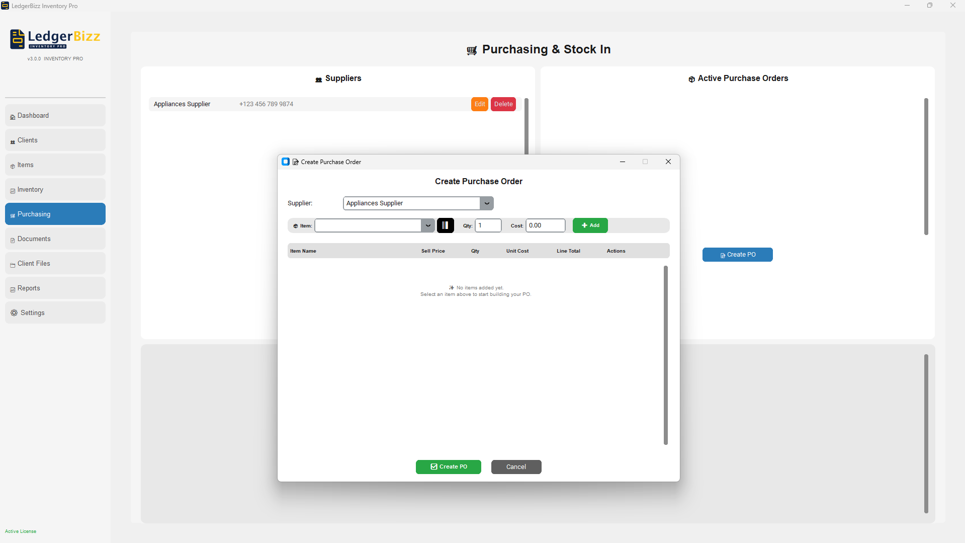 LedgerBizz Purchasing - Manage suppliers and purchase orders
