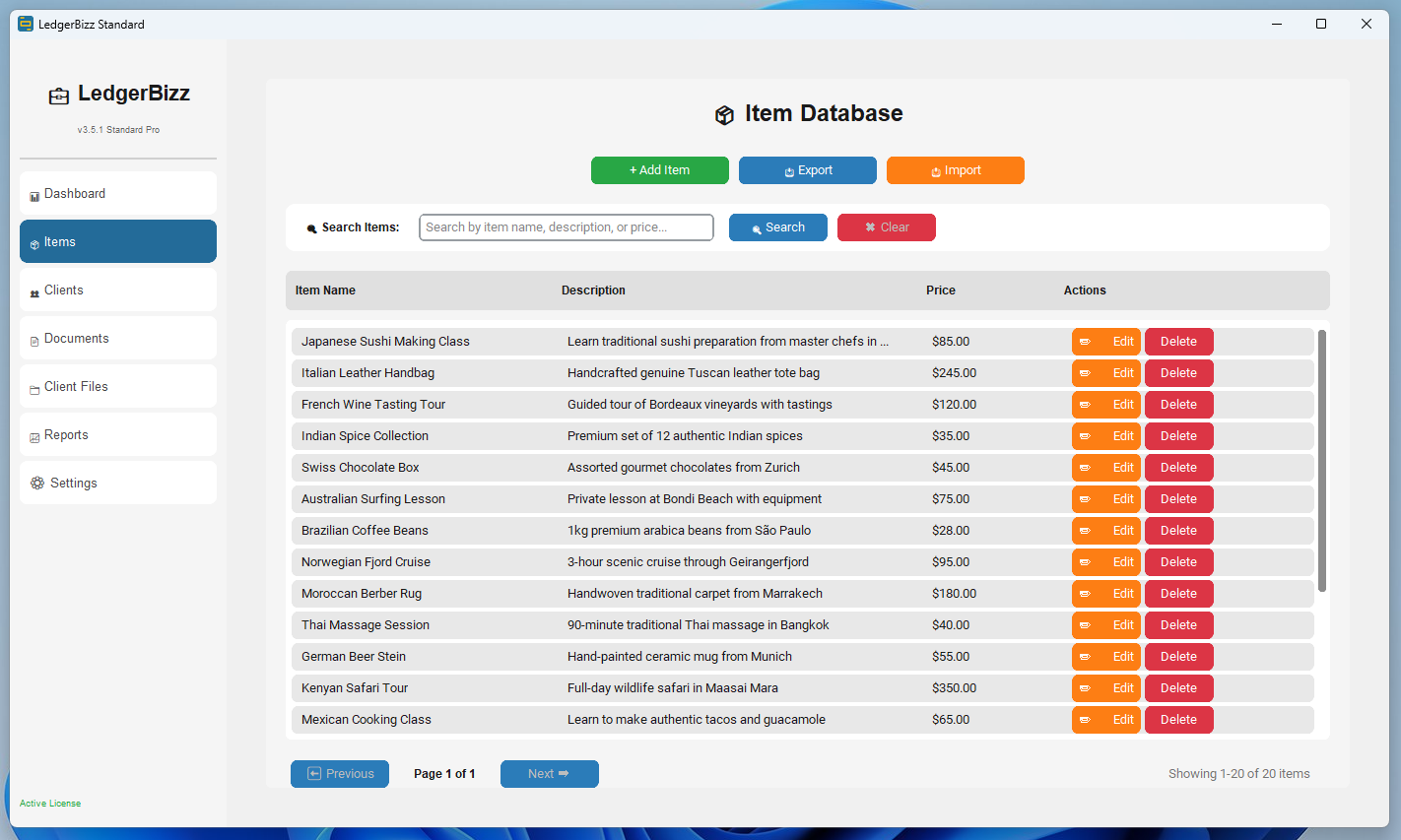 Invoice Editor with itemized table