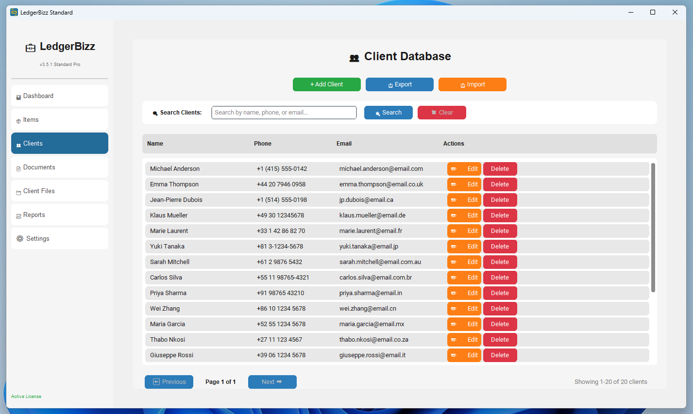 Client Manager with search