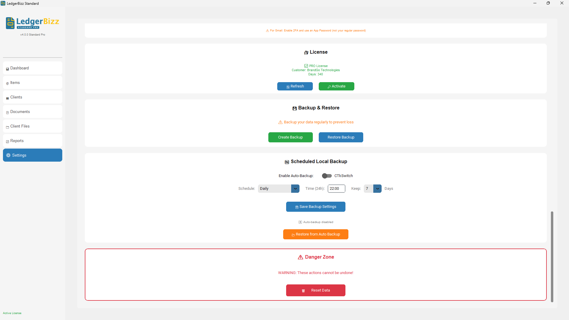 LedgerBizz Auto Backup - Secure data protection