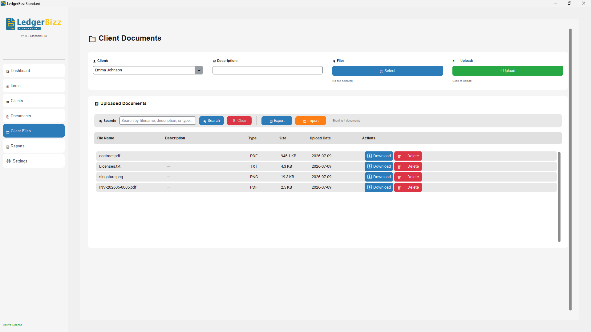 LedgerBizz Client Files - Upload and manage documents